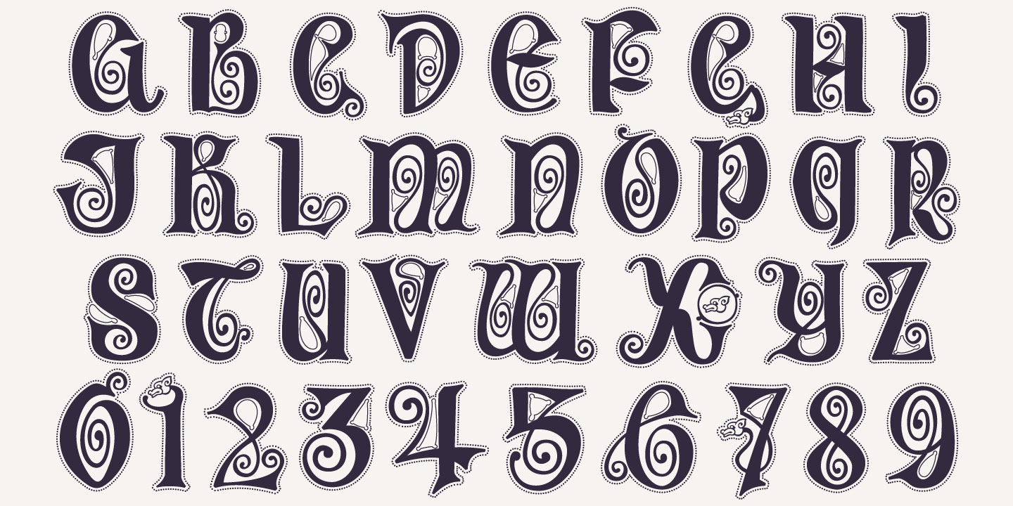 Пример шрифта Celtic Spiral Color